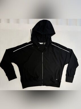 DKNY Black Hooded Zip Jacket with White Shoulder Piping and pants Size M